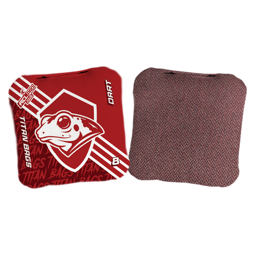 acl stamped professional titan cornhole bags with a frog design dart red