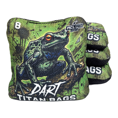 acl stamped professional titan cornhole bags with a frog design dart