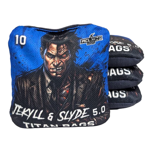 acl stamped professional titan cornhole bags with a jekyll & hyde design jekyll & slyde