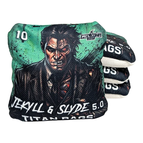 acl stamped professional titan cornhole bags with a jekyll & hyde design jekyll & slyde