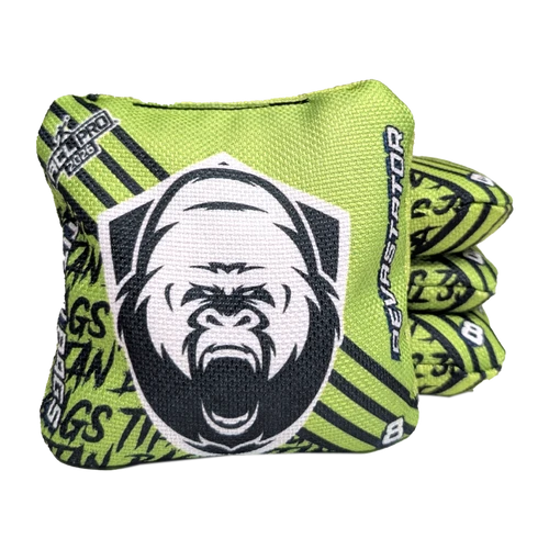 acl stamped professional titan cornhole bags with a gorilla design devastator green lime