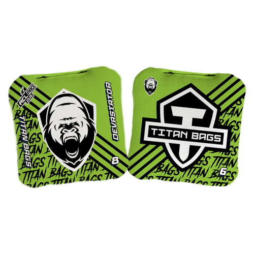 acl stamped professional titan cornhole bags with a gorilla design devastator green lime