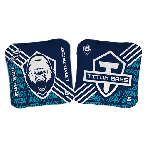 acl stamped professional titan cornhole bags with a gorilla design devastator blue navy
