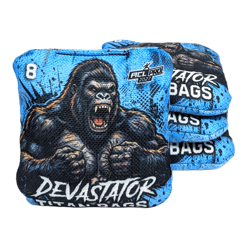 acl stamped professional titan cornhole bags with a gorilla design devastator