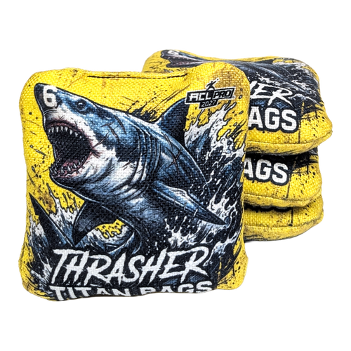 acl stamped professional titan cornhole bags with a shark design thrasher