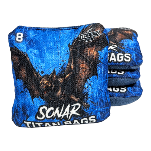 acl stamped professional titan cornhole bags with a bat design sonar