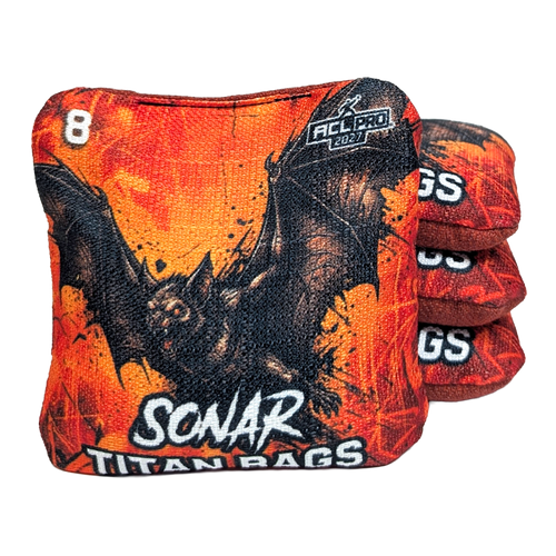 acl stamped professional titan cornhole bags with a bat design sonar