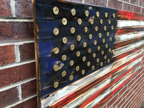 Side Shotgun Shell Wooden American Flag