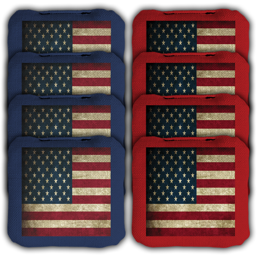 Vintage American Flag Cornhole Toss Bags (8 Bags)