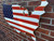 Red, White and Blue Engraved Wooden American Flag USA Map