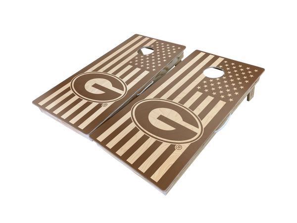 Custom University of Georgia Stained American Flag Cornhole Board Set