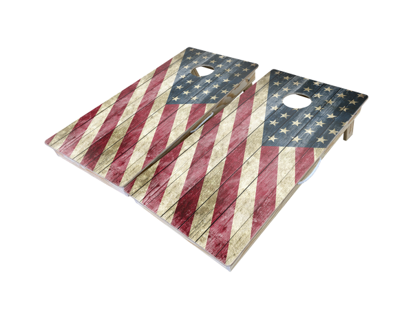 Rustic Barnwood Flag Cornhole Board Set West Georgia Cornhole 