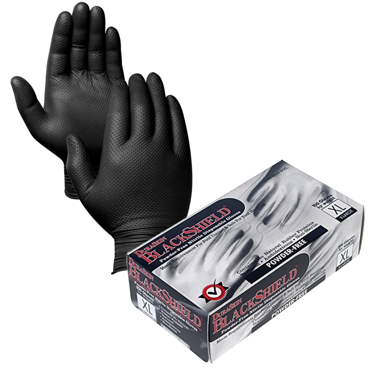 DuraSkin 2016BK BlackShield 6 mil Nitrile Powder Free Disposable Gloves, 100 Gloves Per Dispenser