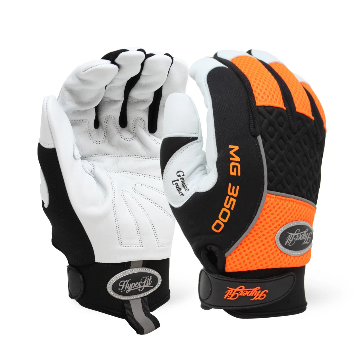 HYPERFIT Premium Hi-Vis Orange Goat Grain Leather Mechanic Style