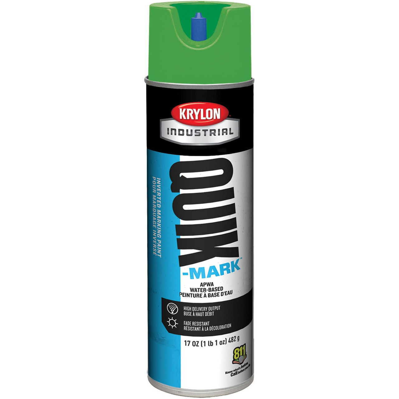 KRYLON® Quik-Mark™ Water-Based Inverted Marking Paint - APWA Green (12 Cans/Box)