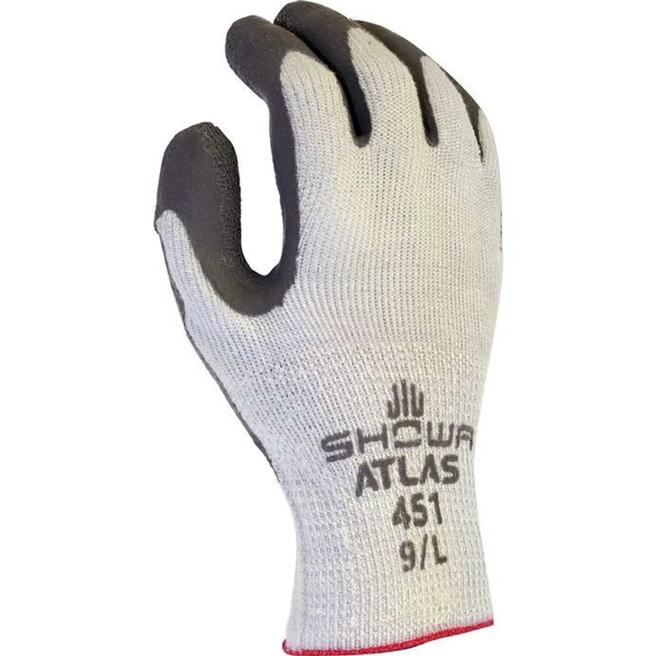 12-Pair Large Atlas Showa Grey 451 Therma-Fit 10-Gauge Insulated Seamless Liner Work Gloves with Natural Rubber Latex Coating 