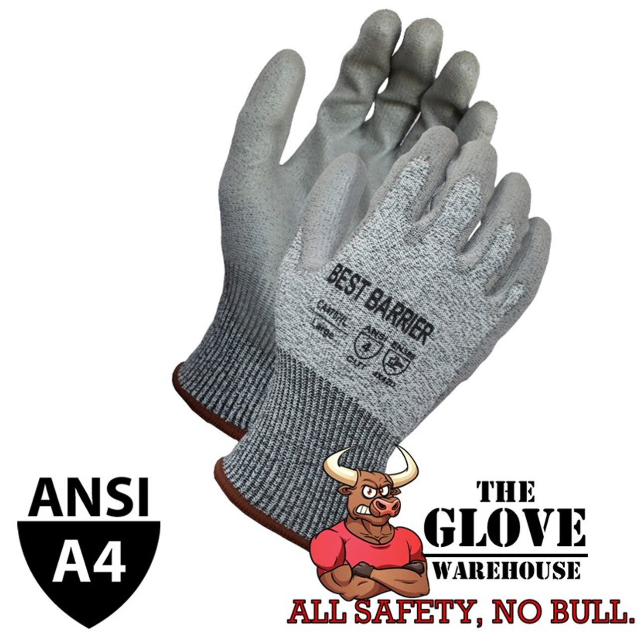 Cut Resistant Gloves PU Coated Level C Grey Black Palm | Beeswift