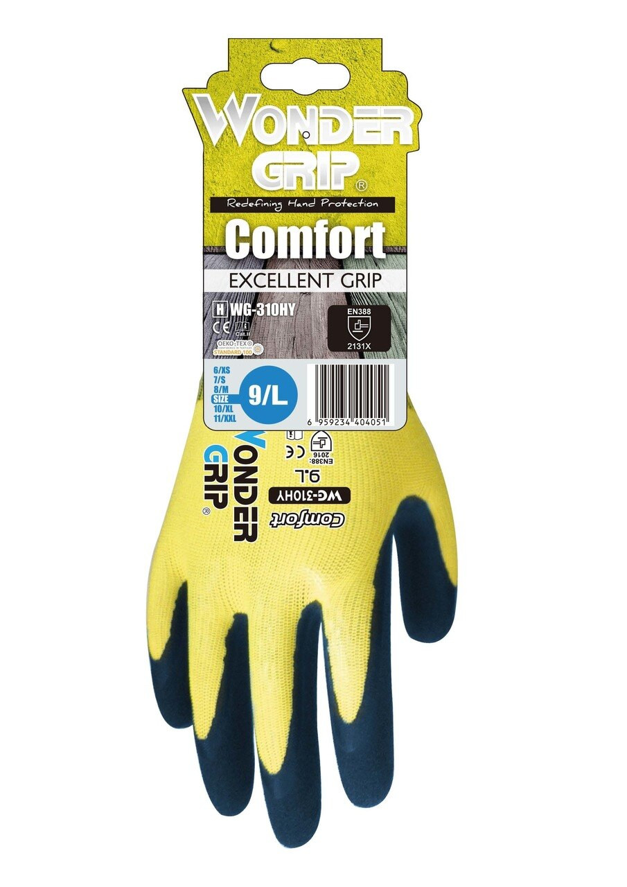 Bellingham WG310HV Wonder Grip Hi-Vis Extra Grip Natural Rubber Palm Gloves