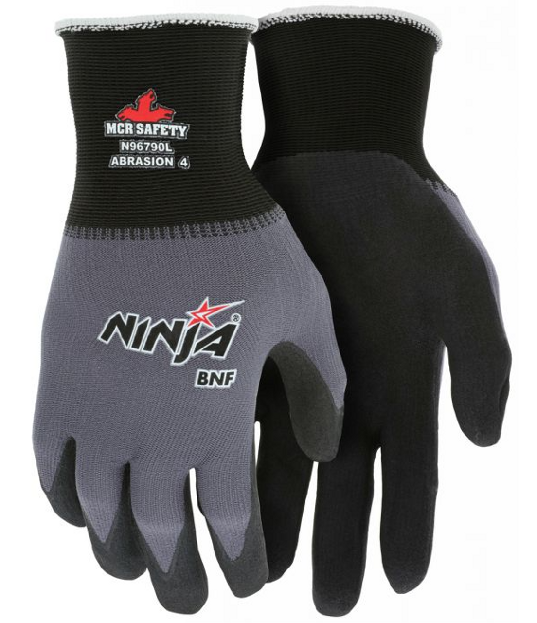 MCR Safety Ninja® Breathable Nitrile Foam (BNF) Work Gloves Gray / Black