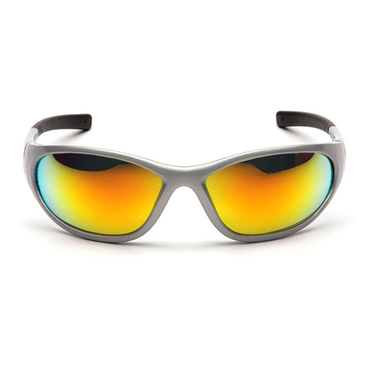 Pyramex® Zone II Safety Glasses — Silver Frame with Ice Orange Mirror Lens