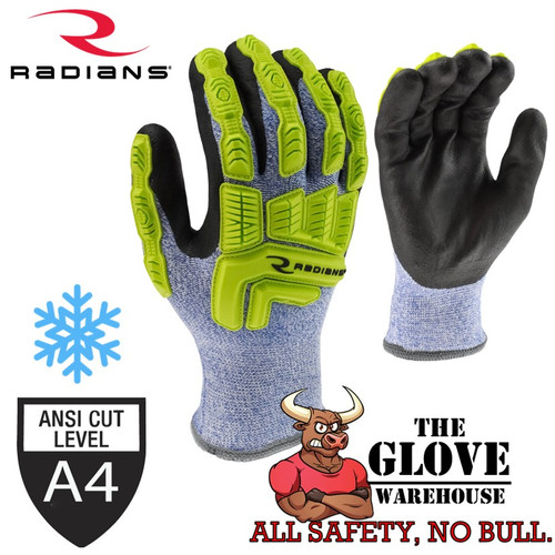 Radians RWG604 Cut Level A4 Cold Weather Work Gloves - Hi-Viz TPR Impact Protection (SOLD AS 12 PACK ONLY)