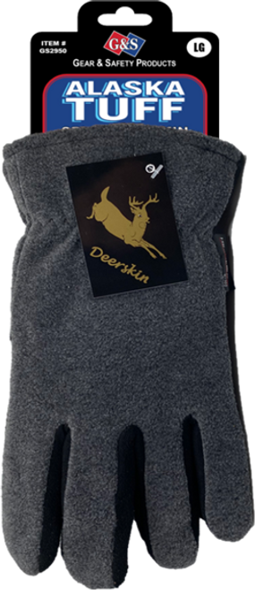 Texas Tuff Insulated Gray Fleece Back with Deerskin Grain Palm Gloves