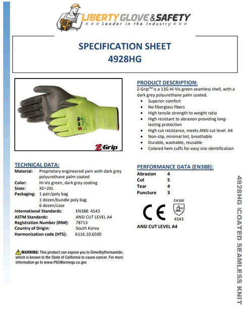 Liberty™ Safety 2XL Z-GRIP™ Cut-resistant Polyurethane Palm Coated