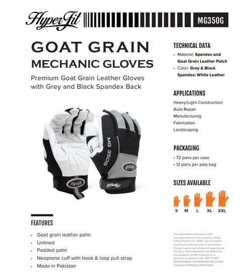 MG350G - HYPERFIT Premium Grey Goat Grain Leather Gloves
