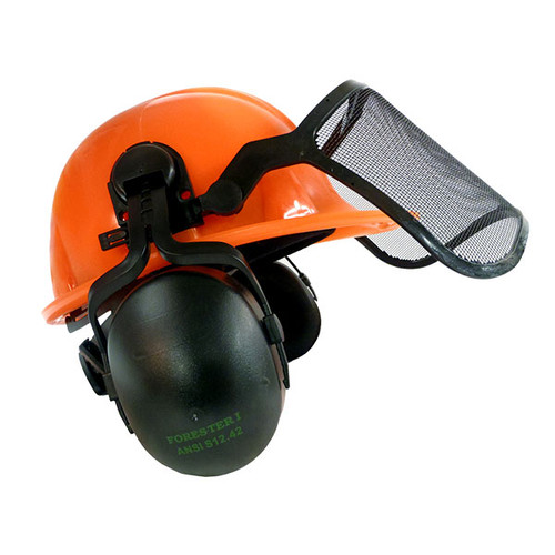 Forester Loggers Combo Helmet with Face Shield and Ear Muffs — Orange