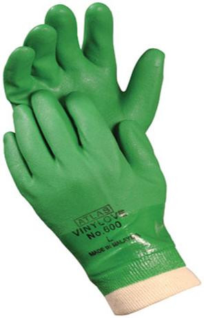 ATLAS® Vinylove Green PVC Dipped Gloves : Non-insulated Chemical