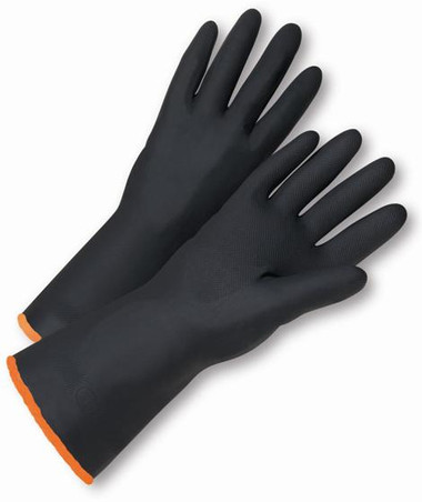 24" Heavy Duty Unlined Natural Rubber Gloves : Non-insulated Chemical