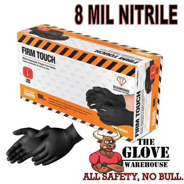 Black 8 Mil Heavy-Duty Powder Free Industrial Grade Nitrile Gloves