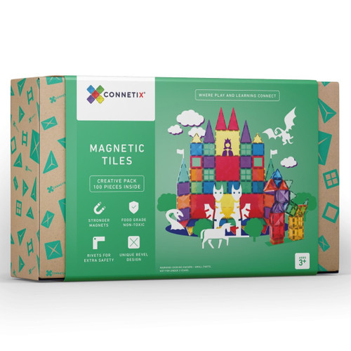 Connetix Magnetic Building Tiles | 100 Piece Creative Pack for Endless Play Collective