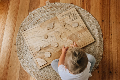 Q Toys Natural Wooden Solar System space puzzle