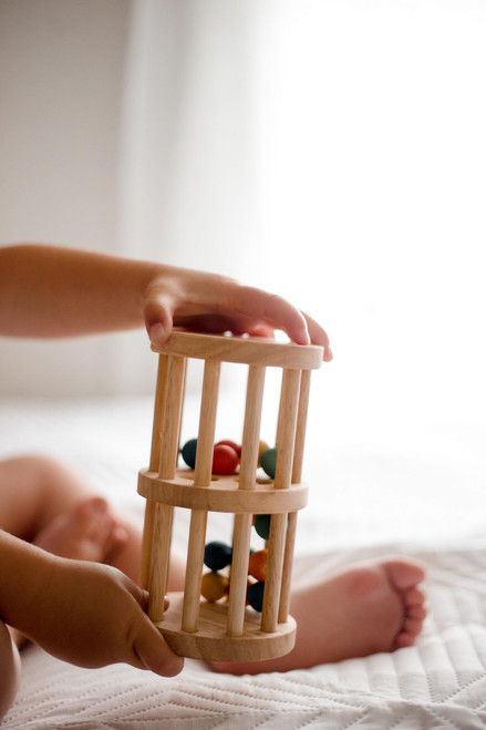 Handmade Q Toys Natural Wooden Mini Rainmaker for Endless Play Collective