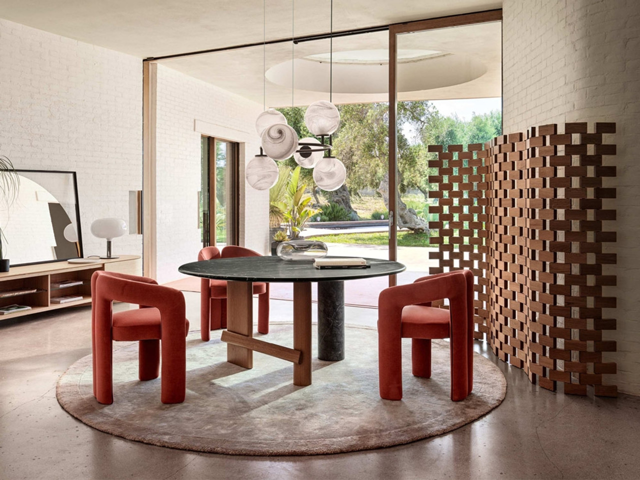 Wood table 2024 marble top