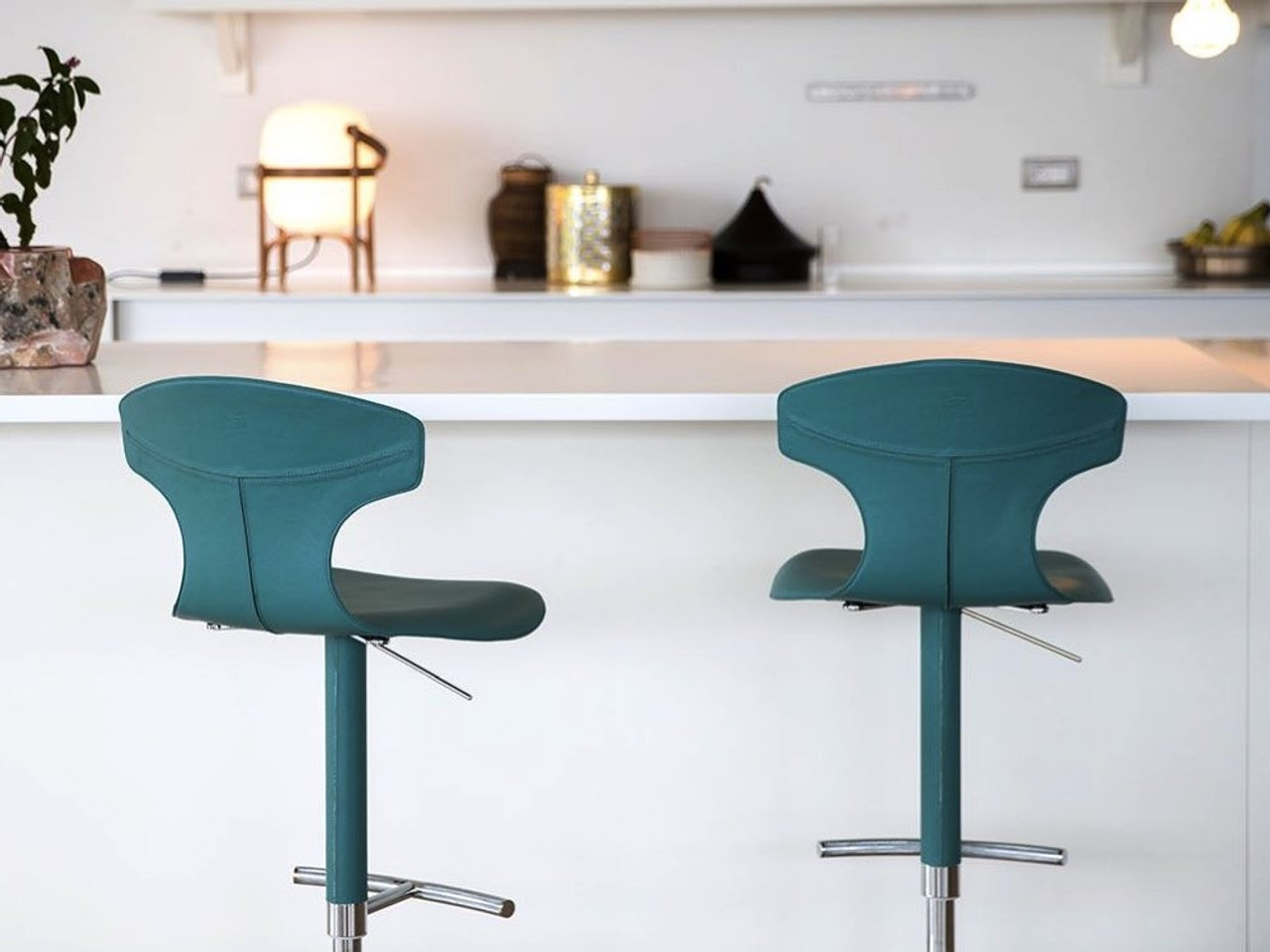 Poltrona Frau Montera Barstool with Column Base by Roberto Lazzeroni