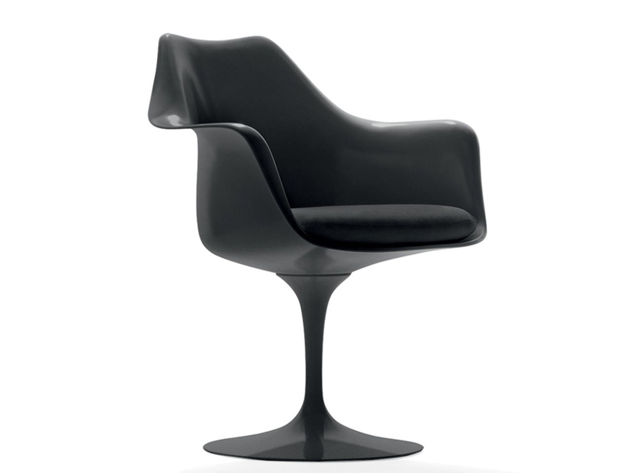 Saarinen Tulip Chair with Arms - Black - Swivel Version