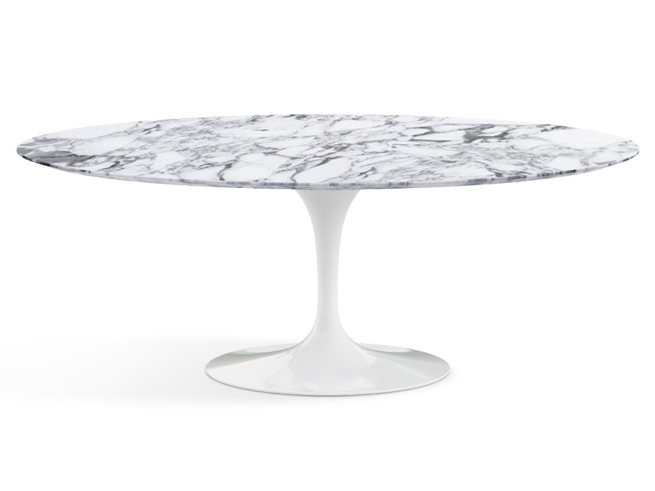Saarinen Tulip Oval Dining Table - Arabescato Marble Top - Quickship