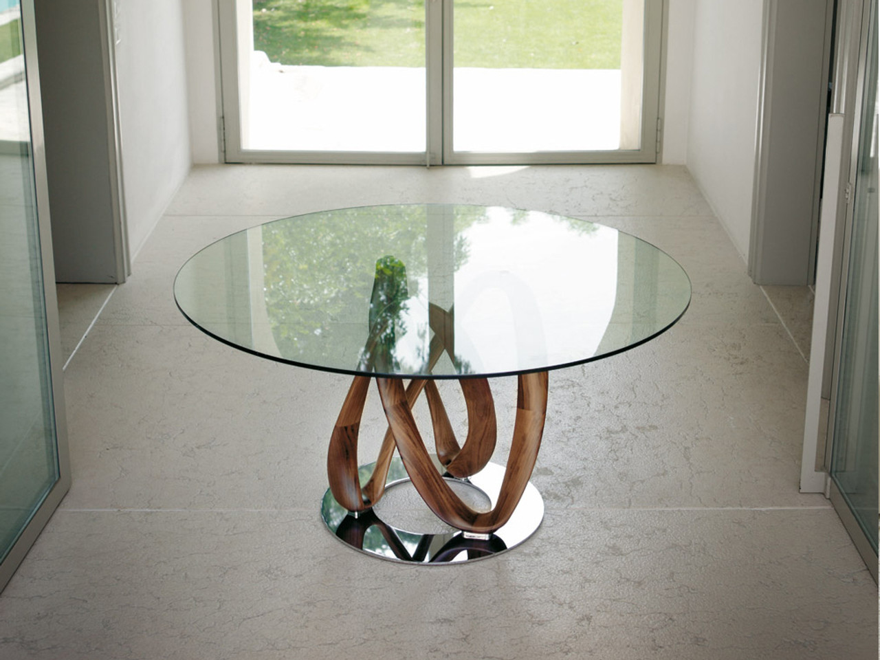Porada Infinity Round Glass Dining Table by S.Bigi