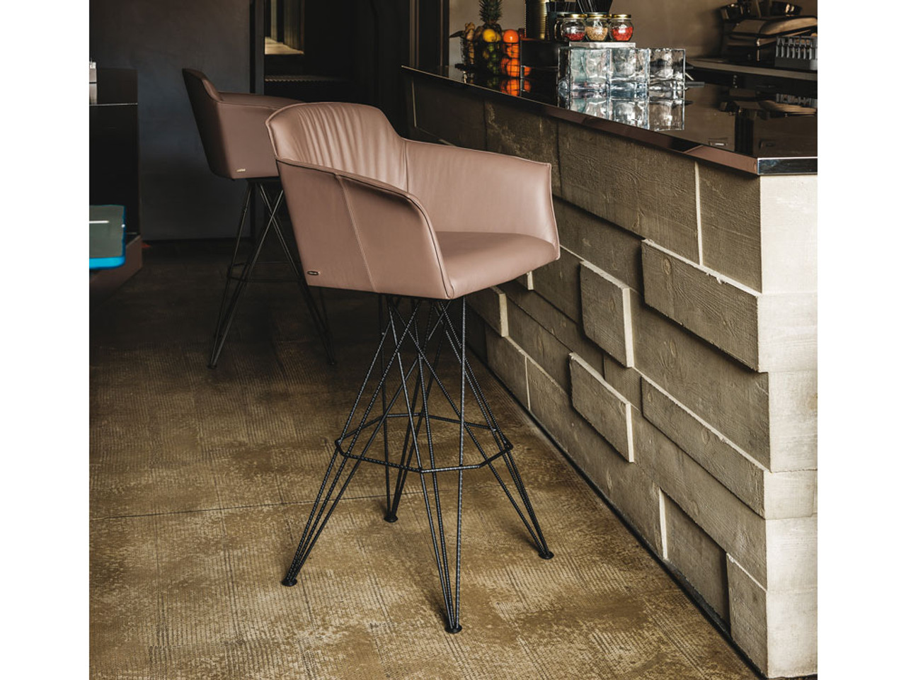 Cattelan Italia Flaminio Barstool with Arms by Giorgio & Paolo Cattelan