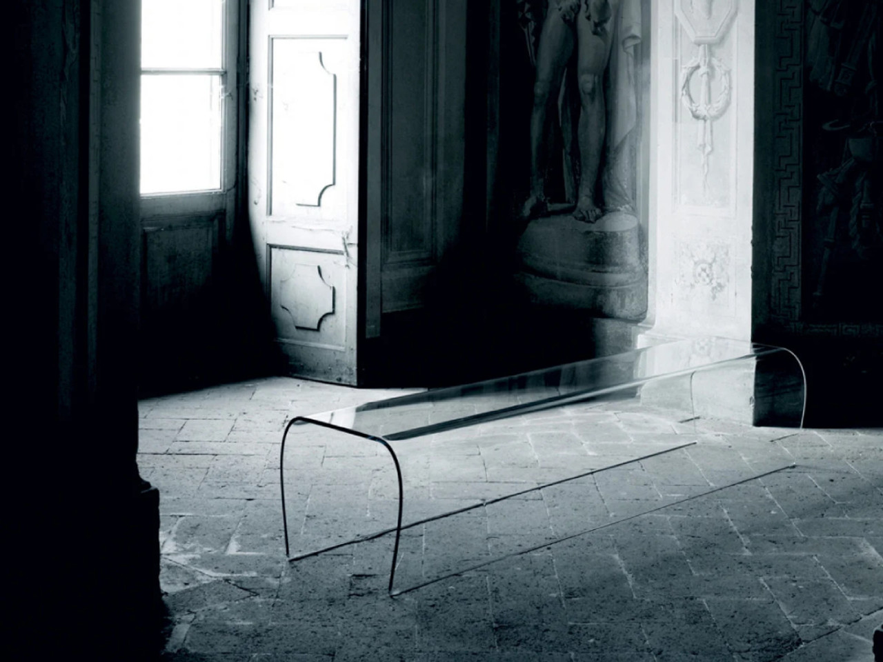 Bent Glass Bench - Quickship