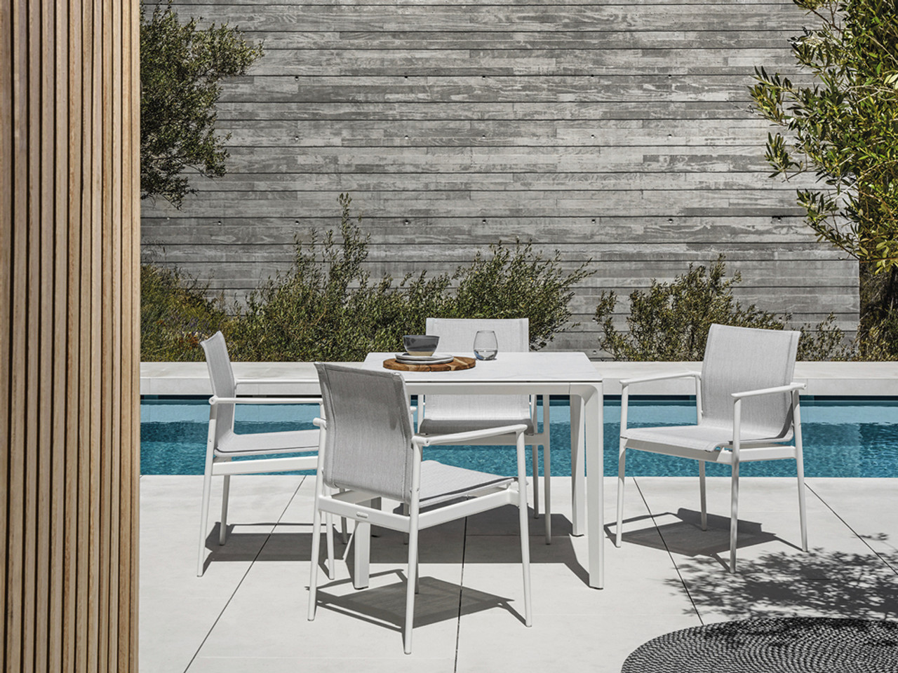 180 Outdoor Stacking Chair - Aluminium Arms - Set of 4