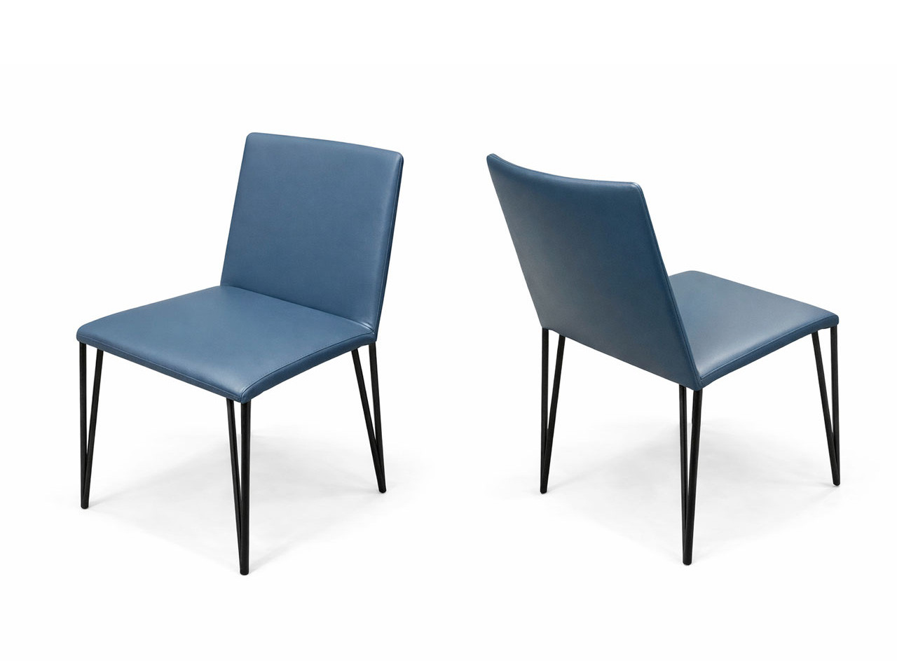 Filly Large Dining chair in Petrol Blue Leather - Set of 6