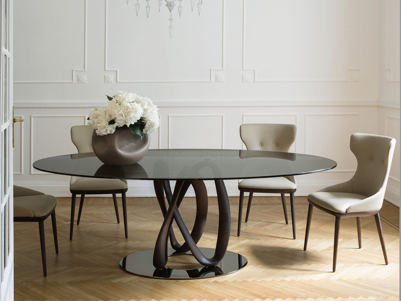 Infinity Elliptic Glass Dining Table