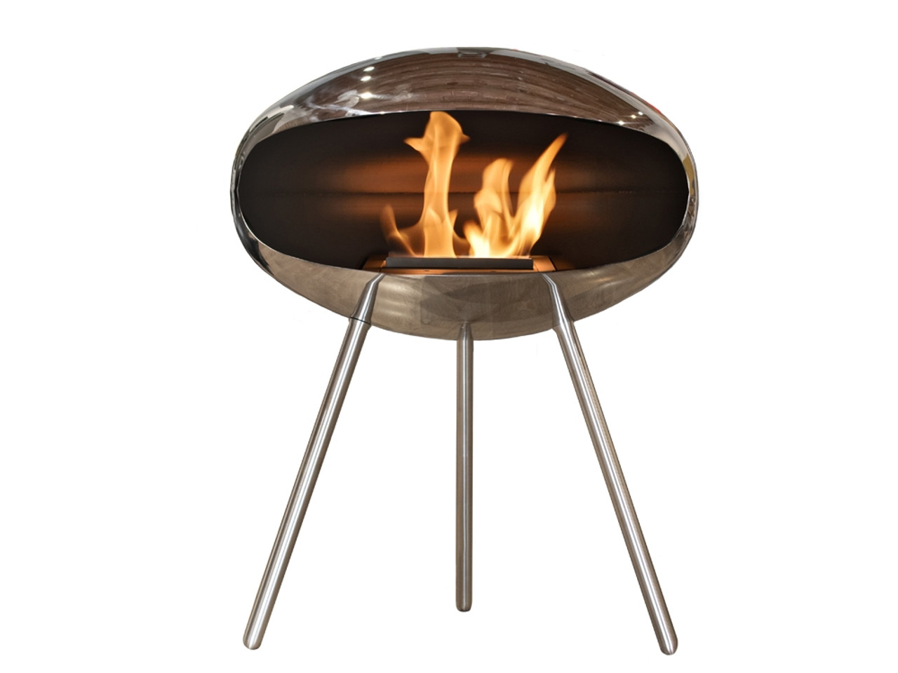 Cocoon Fires Terra Standing Cocoon Fireplace Stainless Steel by Federico Otero