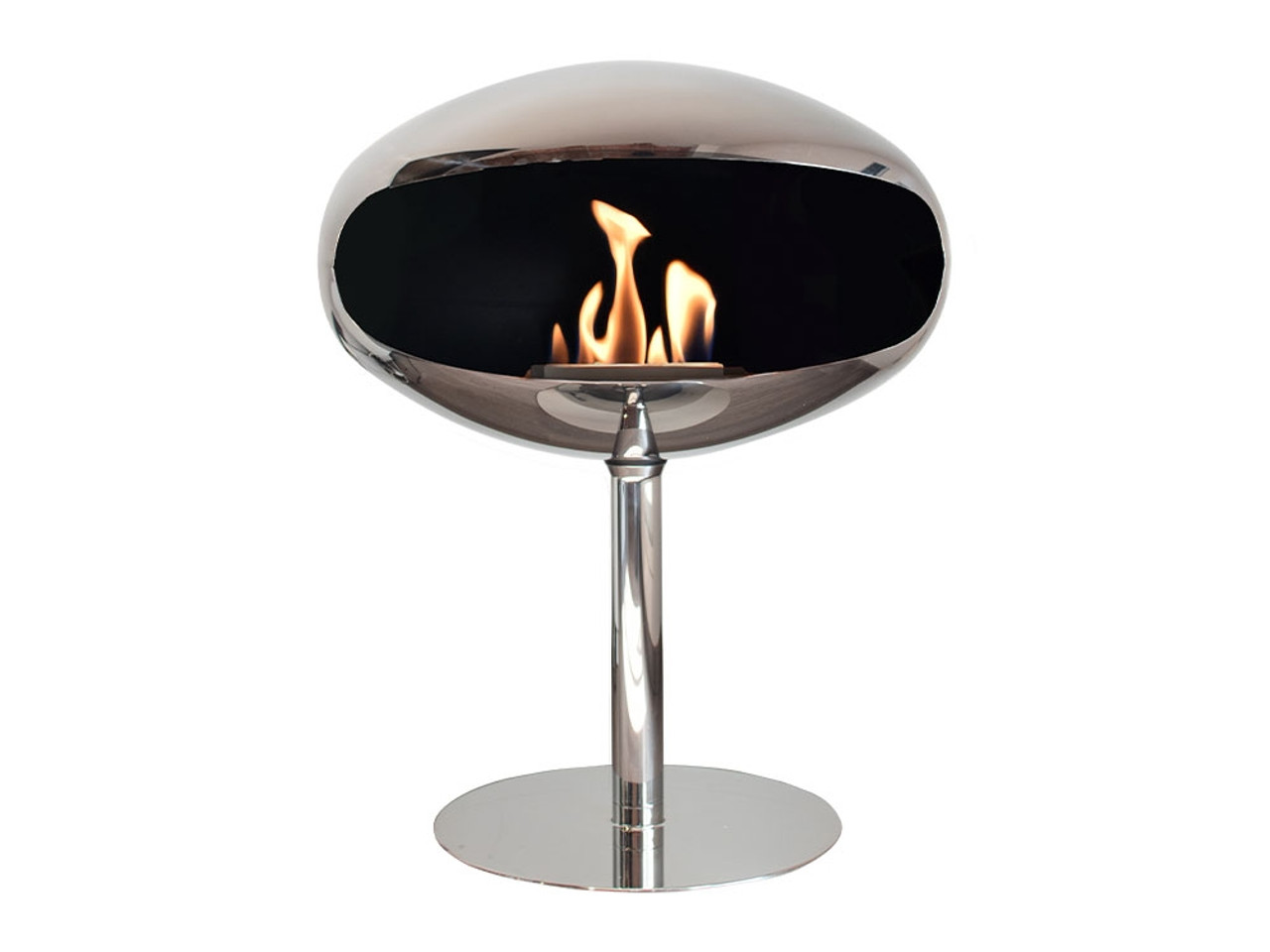 Cocoon Fires Pedestal Standing Cocoon Fireplace Stainless Steel by Federico Otero