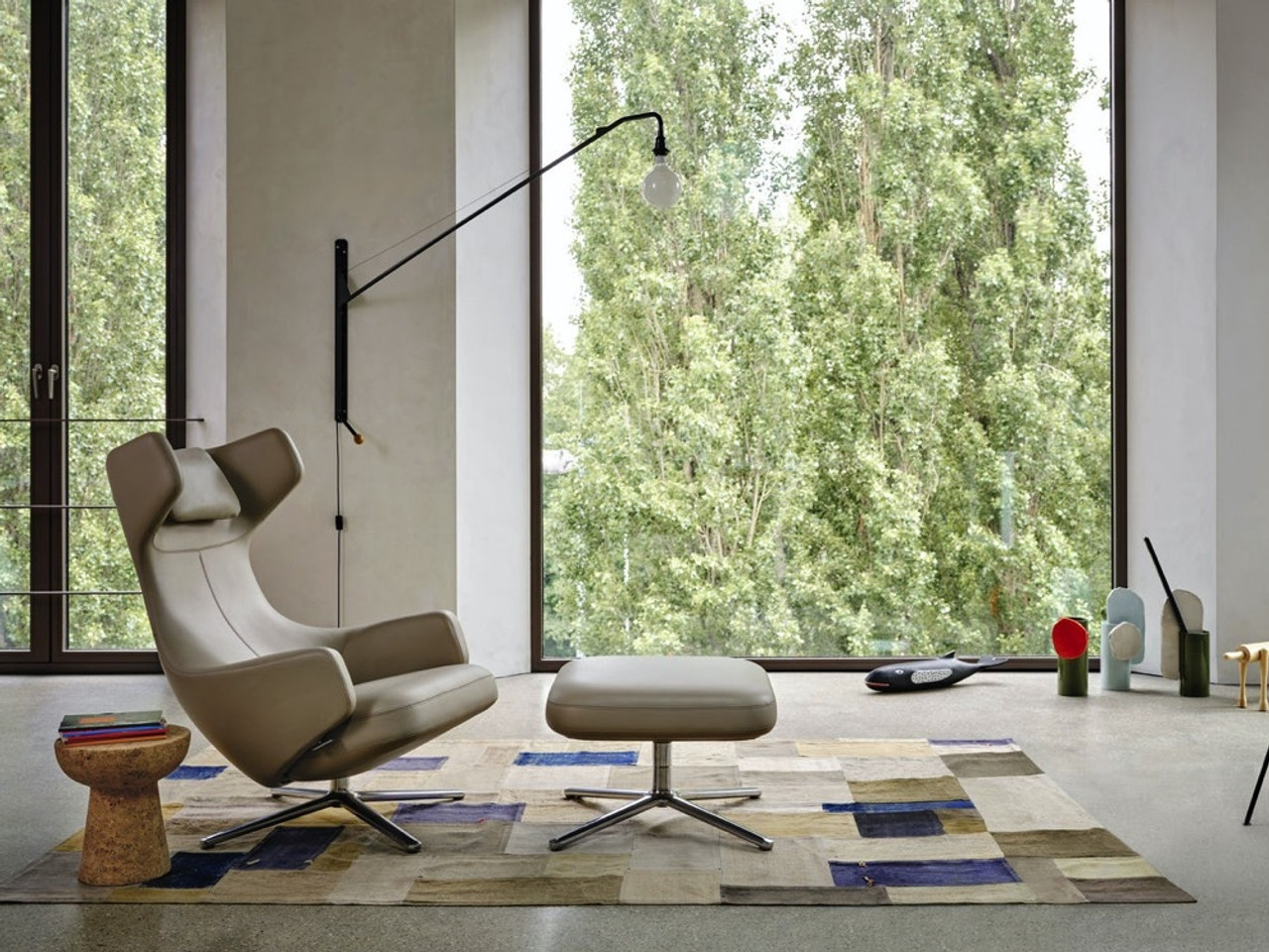 Vitra Grand Repos Lounge Chair & Ottoman - Leather by Antonio Citterio