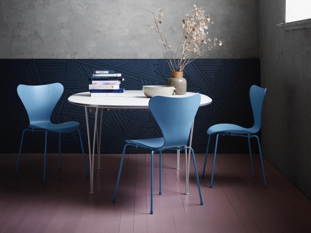  Fritz Hansen Table Series Super-Circular Span Base Dining Table by Piet Hein, Bruno Mathsson and Arne Jacobsen