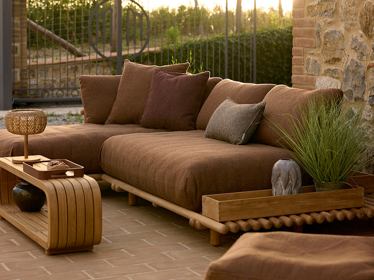 Sticks Platform Outdoor Sofa with Chaise Lounge